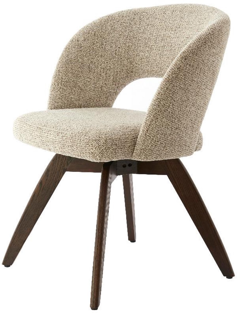 Light & Living Light&living Eetkamerstoel 60x59x78 cm FLEN hout donker bruin+crème-bruin