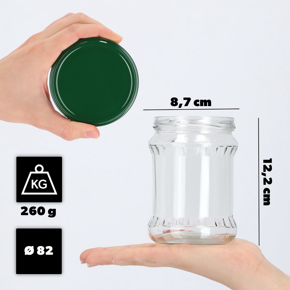 KADAX Inmaakpotten, 500 ml, bewaarpotten met schroefdeksel, inmaakpotten, jampot, voorraadpot, conservenglas, ronde potten (groen, 8 stuks)