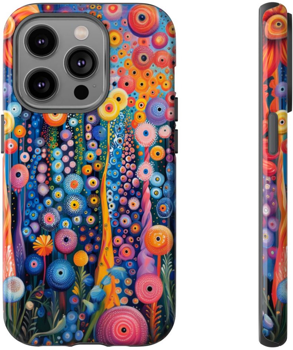 Levendig Abstract Bloemenpatroon – Telefoonhoesje Geschikt voor iPhone 14 Pro