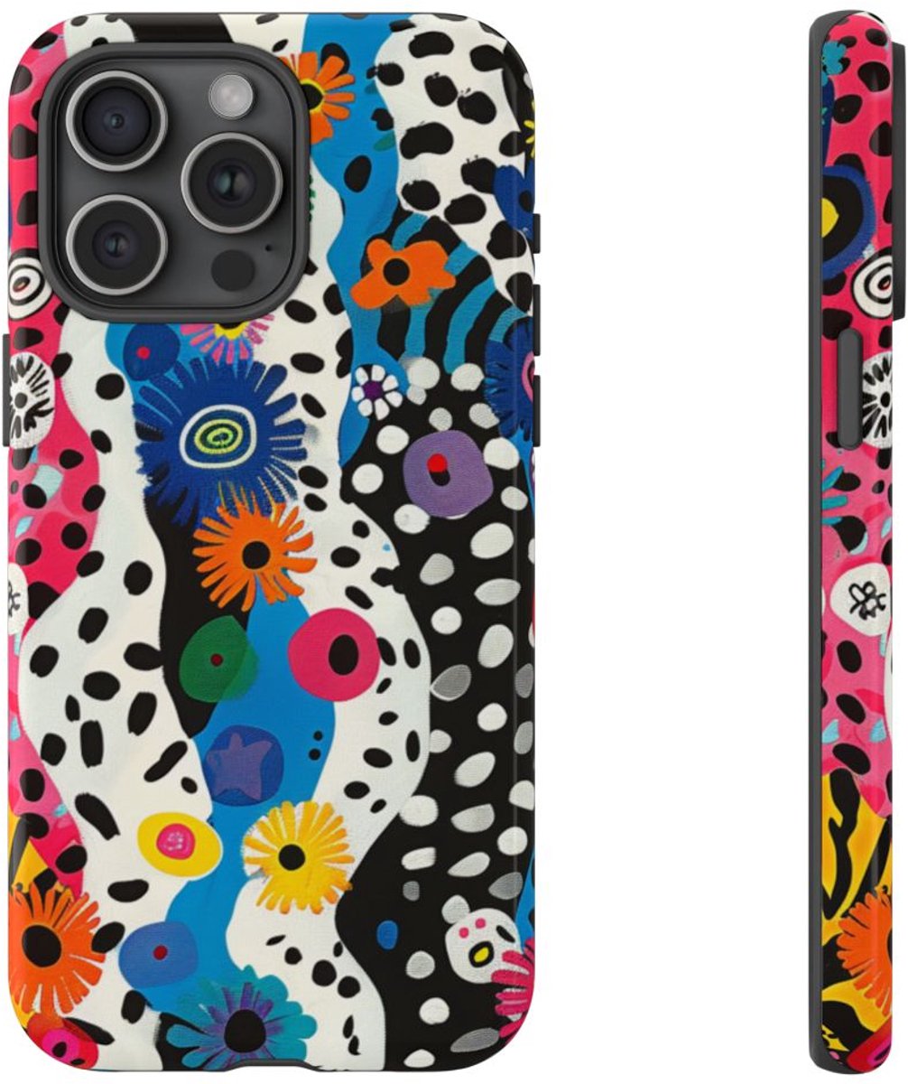 Kleurrijk Abstract Bloemen-Zebra Patroon – Telefoonhoesje Geschikt voor iPhone 15 Pro Max