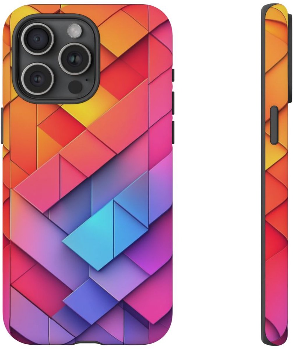 Kleurrijk Geometrisch Patroon – Telefoonhoesje Geschikt voor iPhone 15 Pro Max