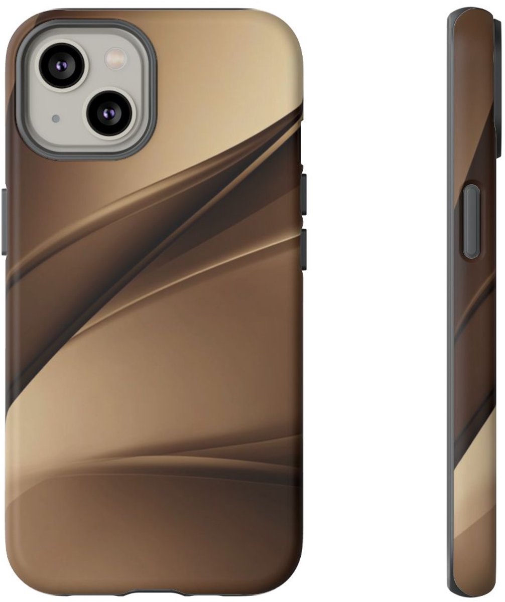 Abstracte Bruine Kleurverloopgolven – Telefoonhoesje Geschikt voor iPhone 14