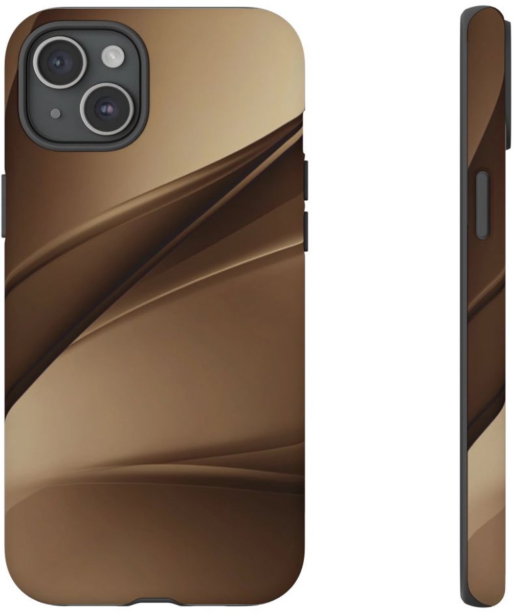 Abstracte Bruine Kleurovergang – Matte Stevige Hoesje Geschikt voor iPhone 15 Plus