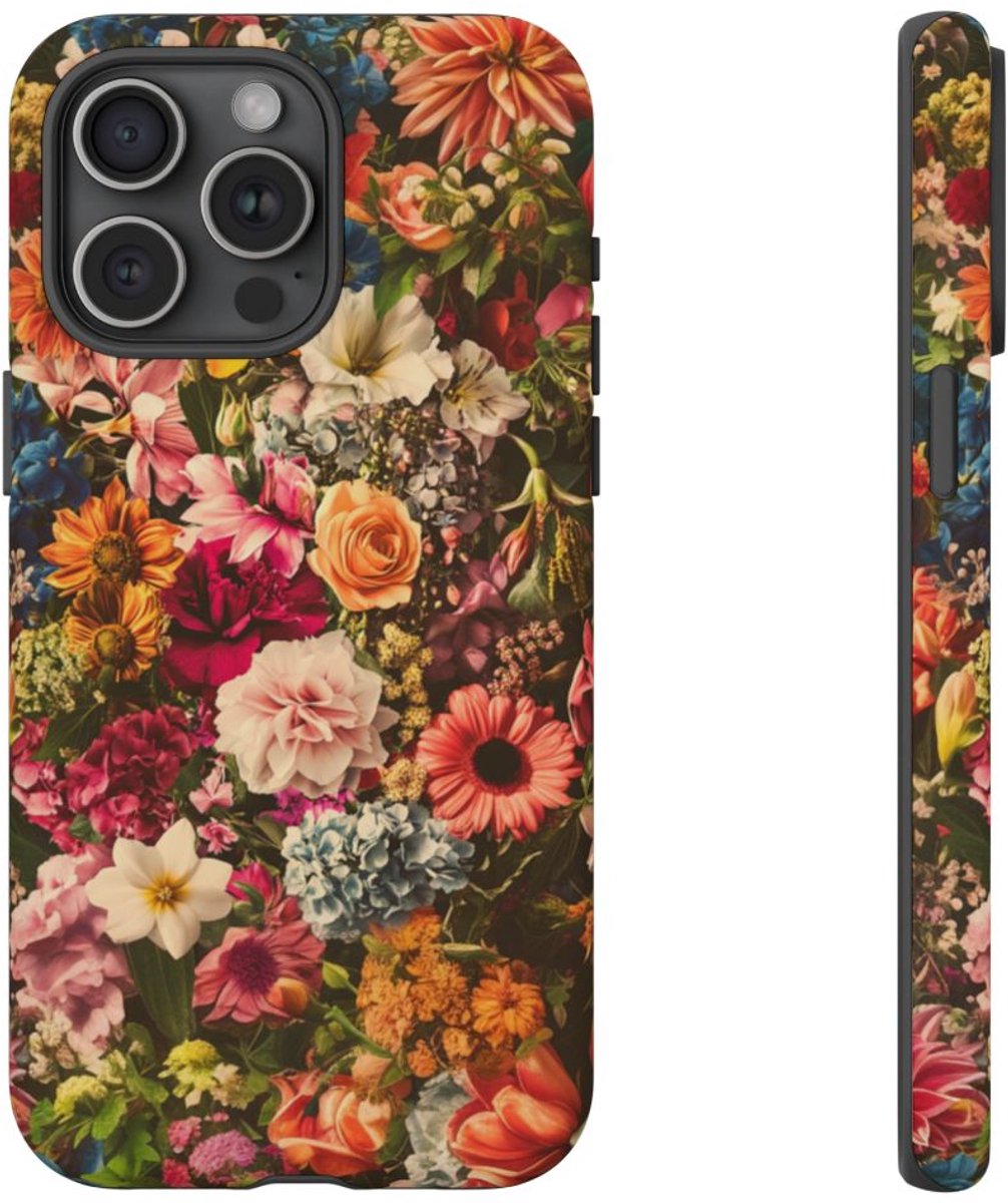 Kleurrijk Bloemenpatroon – Telefoonhoesje Geschikt voor iPhone 15 Pro Max