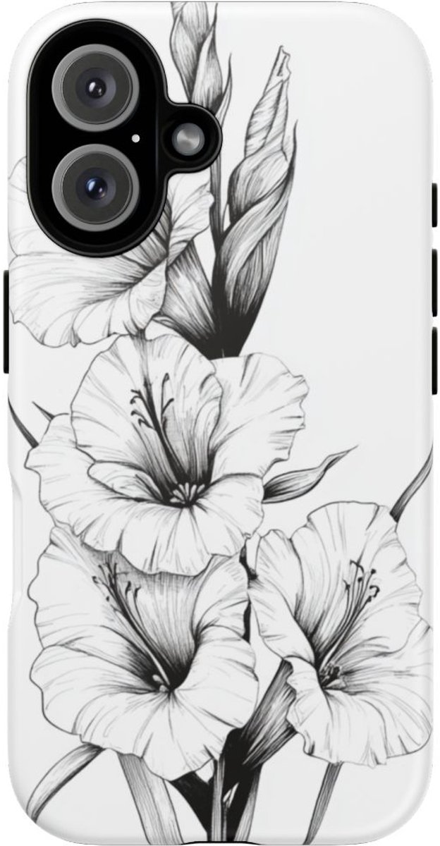 Fijne Lijn Gladiolen Bloemmotief – Telefoonhoesje Geschikt voor iPhone 16