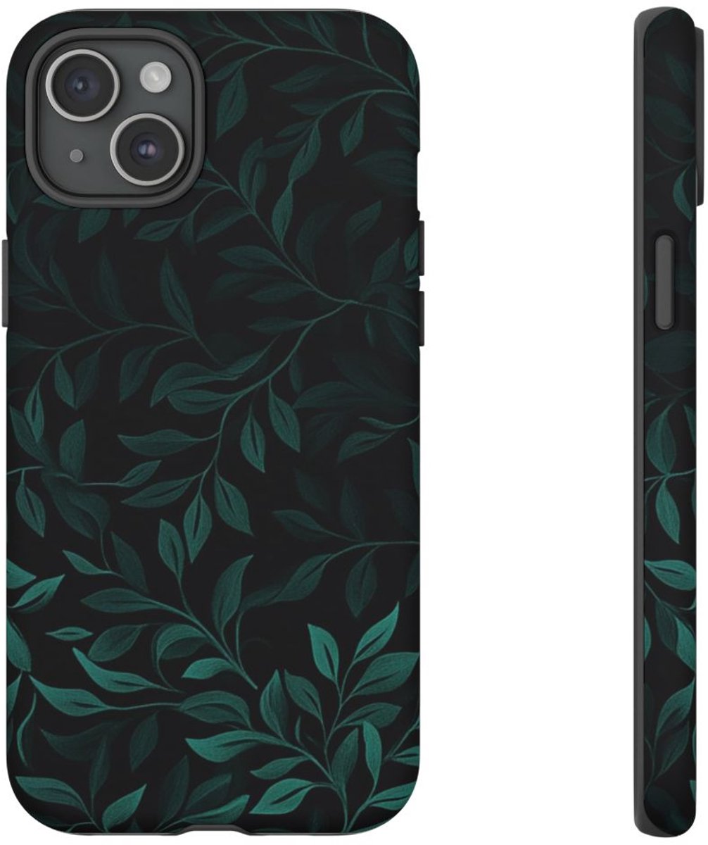 Bosgroen Bladerenpatroon – Telefoonhoesje Geschikt voor iPhone 15 Plus