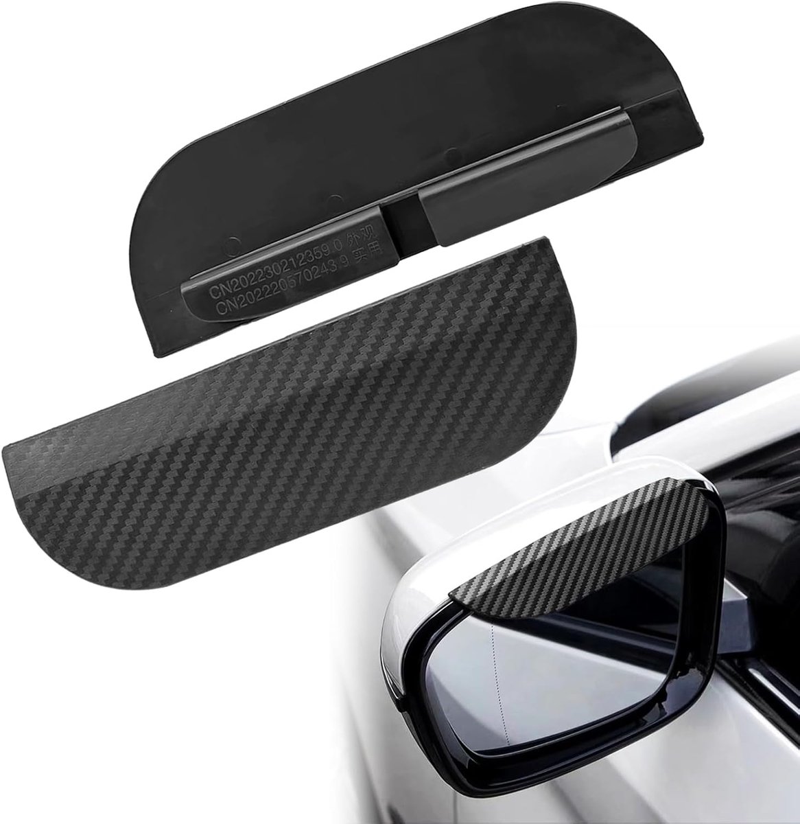 Image of 2PCS Car Rearview Mirror Rain Visor, Snap-On Side View Mirror Rain Eyebrow, Waterproof Flexible