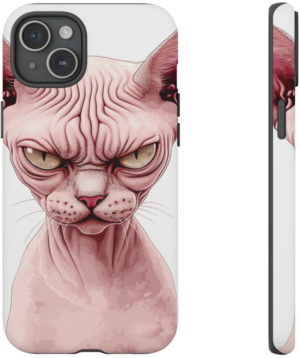 Roze Sfinxkat Illustratie – Telefoonhoesje Geschikt voor iPhone 15 Plus