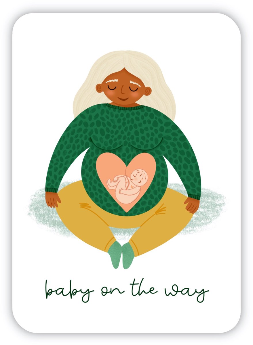 Baby On The Way | Zwanger | Zwangerschapskaartje | Babykaartje | Wenskaart | Yogakaart | A6 | Gerecycled Papier | Felicitatie