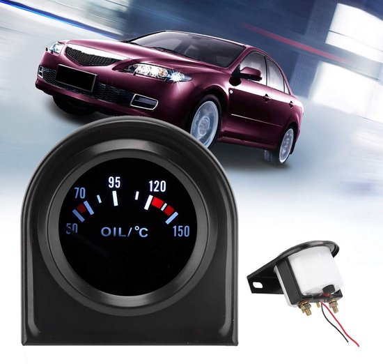 Temperatuur Meter Kit - 2 inch 52mm LED licht - Auto VDO aanwijzer - Vervanging Autometer Water en olietemperatuur - Temp Manometerset 50-150 ℃ van Merkloos	 — afbeelding 4