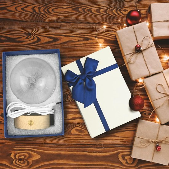 3D Crystal Ball Nachtlamp - Zonnestelsel Glasbal met USB Voeding - Kristallen Bal met LED Houten Basis voor Kerstmis - Thanksgiving - Valentijnsdag - Verjaardag - Thuisdecoratie van Atemio — afbeelding 4