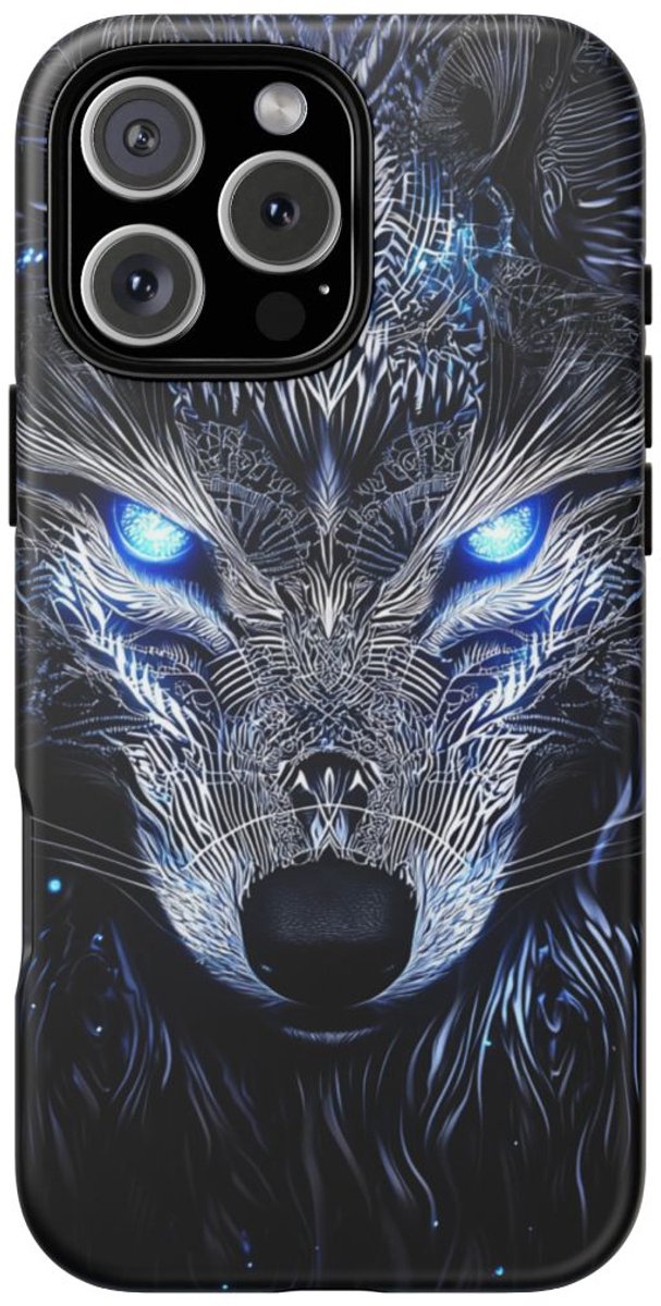 Majestueuze Wolf met Gloeiende Ogen – Telefoonhoesje Geschikt voor iPhone 16 Pro Max