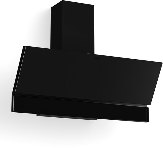 Klarstein Velaire schuine afzuigkap 90 cm - 820 m³/u luchtstroom, A++ energie, touchbediening, ledverlichting, stil, vaatwasmachinebestendig filter, afzuigkap met afvoer en recirculatie, zwart