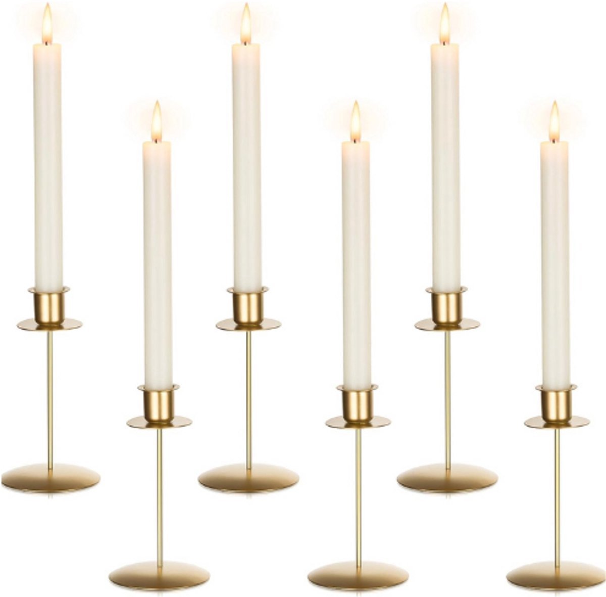 Thuys – Kandelaar Kaarsenstandaard – Staafkaarsen Goud – Set Van 6 Kaarsenhouders – Metaal Vintage Moderne Decoratie