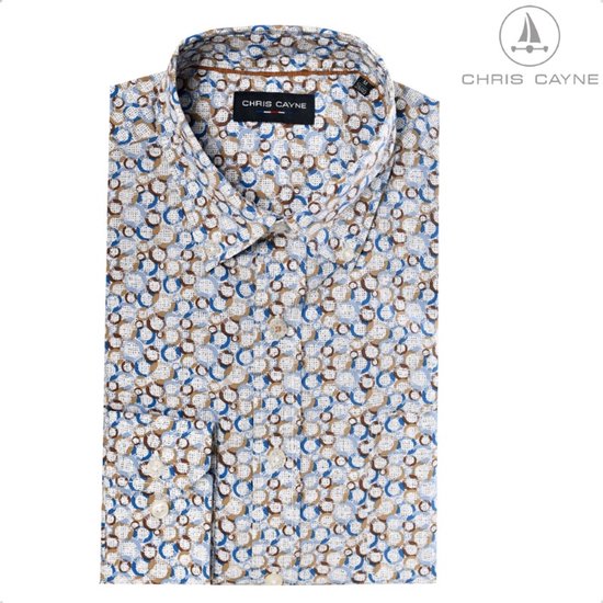 Blouse 1235 camel/blue print LM Chris Cayne - maat 5XL
