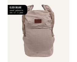 ByKay Draagzak Click Carrier Deluxe PRO - Luxe Draagzak Draagzak Baby vanaf broekmaat 62/68 tot +/- 3jaar - Maximale Ondersteuning, Comfort & Ergonomie - Click & Go - voor Buik, Heup en Rug - Linnen Mocca