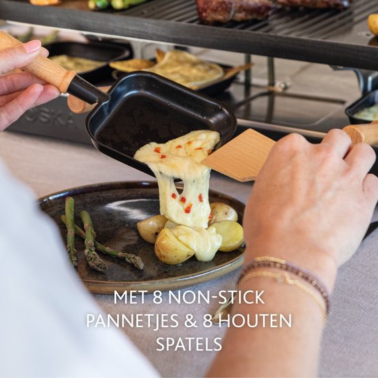 BOSKA Gourmet Party - Gourmetstel voor 8 Personen - Met omkeerbare grillplaat - Beukenhout en Staal — afbeelding 5