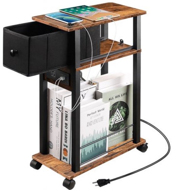 Signature Home Roma bijzettafel met laadstation – bruin en zwart