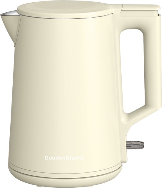 GoudenGracht Waterkoker - 2200 W - 1,7 Liter - Modern Design - Dubbelwandig - Beige