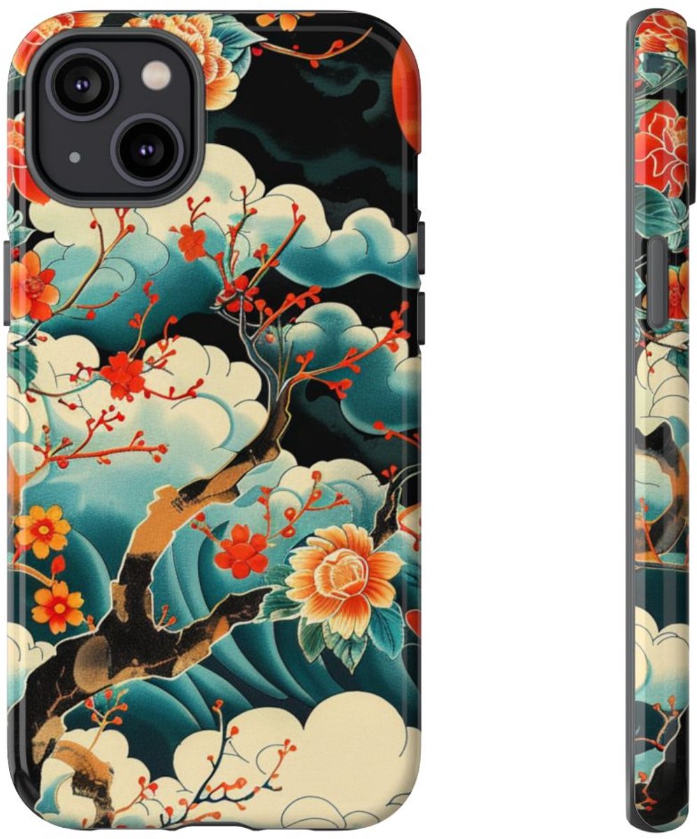 Bloemrijke Tak onder de Maan – Telefoonhoesje Geschikt voor iPhone 14 Plus