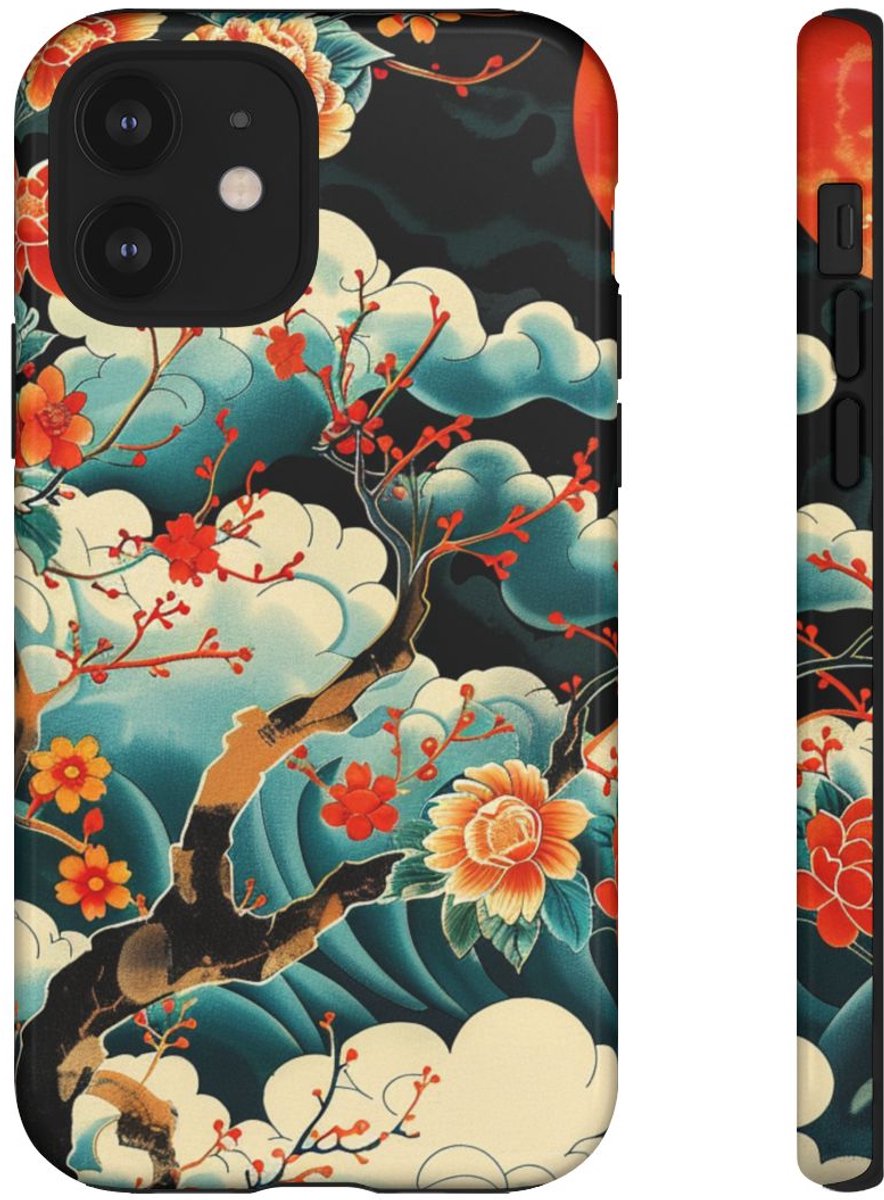 Bloemrijke Tak onder de Maan – Telefoonhoesje Geschikt voor iPhone 12