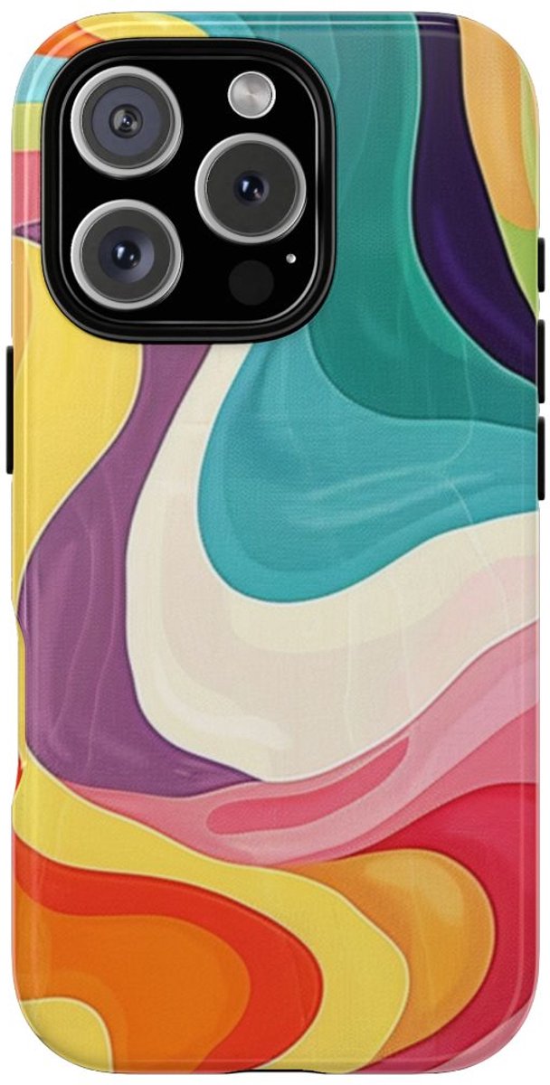 Vrolijk Kleurrijk Abstract Golvenpatroon – Telefoonhoesje Geschikt voor iPhone 16 Pro