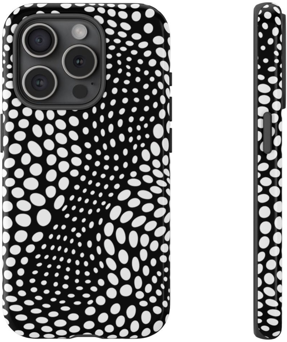 Zwart-Wit Optische Illusie Patroon – Telefoonhoesje Geschikt voor iPhone 15 Pro