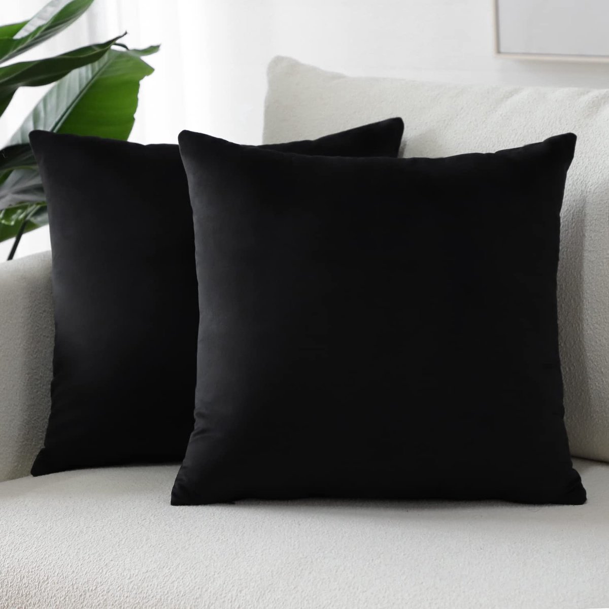 Ibenzoa Set van 2 luxe fluwelen kussenslopen voor stijlvolle inrichting in huis zwart