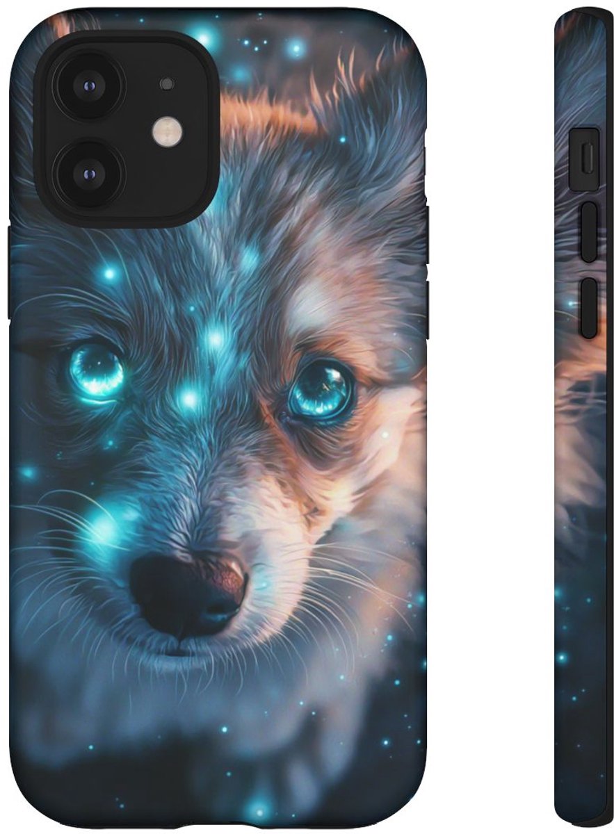 Schattige Puppy met Lichtgevende Ogen – Telefoonhoesje Geschikt voor iPhone 12