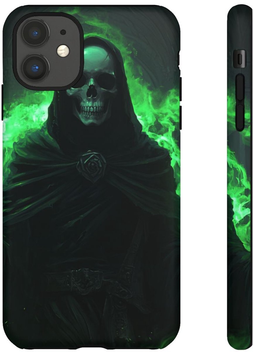 Skelet met Groene Magische Aura – Telefoonhoesje Geschikt voor iPhone 11