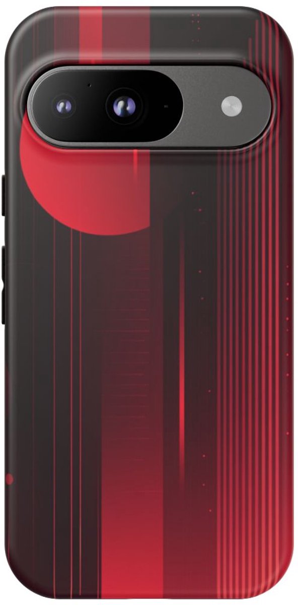 Abstracte Geometrische Vormen in Donkerrood – Telefoonhoesje Geschikt voor Pixel 9