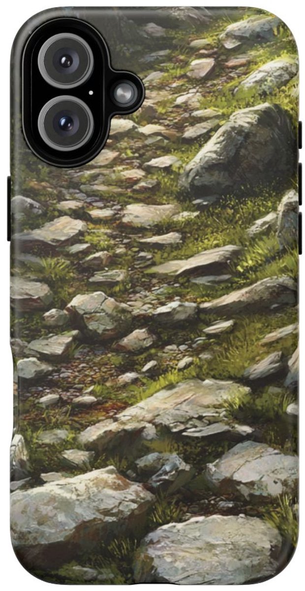 Illustratie van Rotsachtig Natuurpad – Telefoonhoesje Geschikt voor iPhone 16 Plus