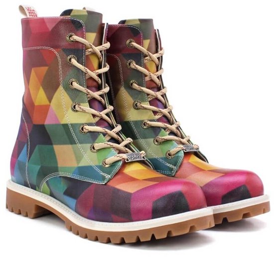 Bottes pour femmes Goby Prism – Bottes à lacets pour femme – Design géométrique – Cuir vegan – Handgemaakt – Pointure 38