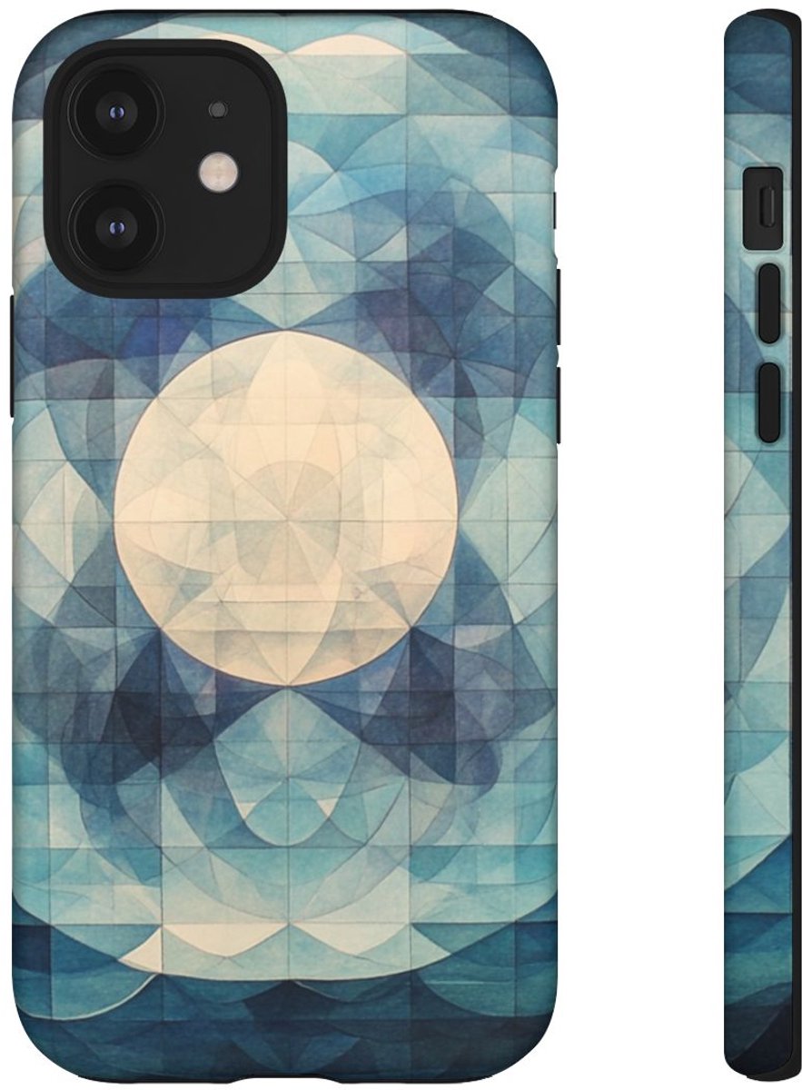 Geometrisch Kleurenspel van Zee en Maan – Telefoonhoesje Geschikt voor iPhone 12