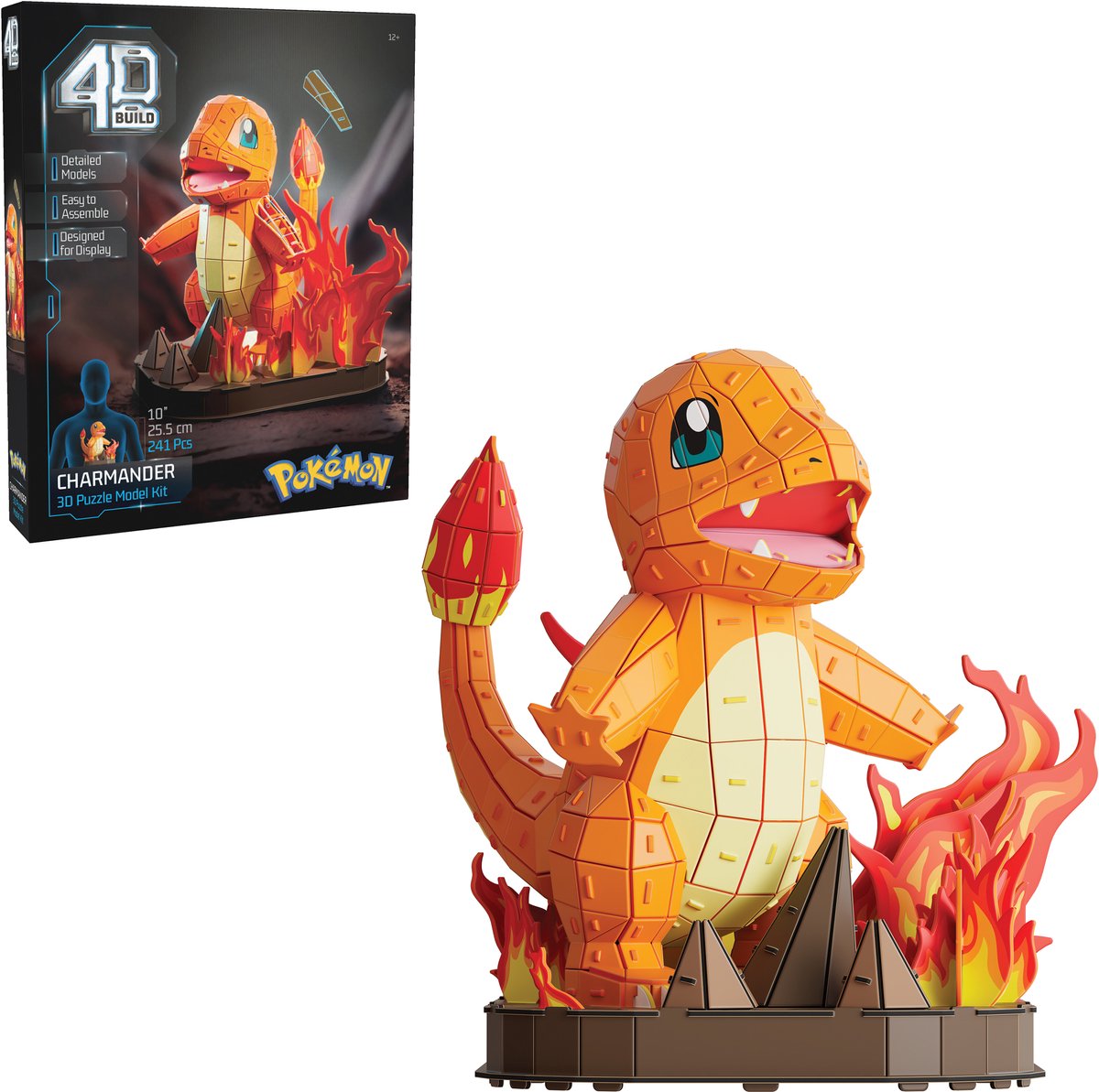 4D Build, Pokémon Charmander, 3D-modelset, Pokémon-verzamelobjecten, Kanto-starterkeuze, bureaudecoratie, bouwspeelgoed, 3D-puzzels, 241 stukjes