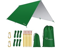 Ryaco Outdoor Tentzeil - Campingzeil - Zonnescherm met Opbergtas - Waterdicht - UV-Bestendig - Tarps voor kamperen - 3-4 Personen - 290 x 290 cm - Donker Groen