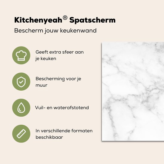 Spatscherm keuken 100x65 cm - Kookplaat achterwand Marmer - Wit - Grijs - Luxe - Marmerlook - Steen - Muurbeschermer - Spatwand fornuis - Hoogwaardig aluminium