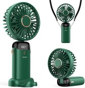 Handventilator - Mini Ventilator - Kleine USB-ventilator - Draagbare mini-ventilator - Oplaadbare batterij - 3600 mAh - Digitaal beeld - 5 Standen - Ventilator - Nek Ventilator usb oplaadbaar - Opvouwbaar met Display - Groen