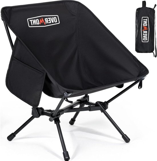 OVERMONT Lichtgewicht draagbare campingstoel - ultralichte opvouwbare rugzakstoel, ondersteuning tot 350 lbs compact strand voor volwassenen met draagtas voor wandelen, vissen, outdoor kamp reizen