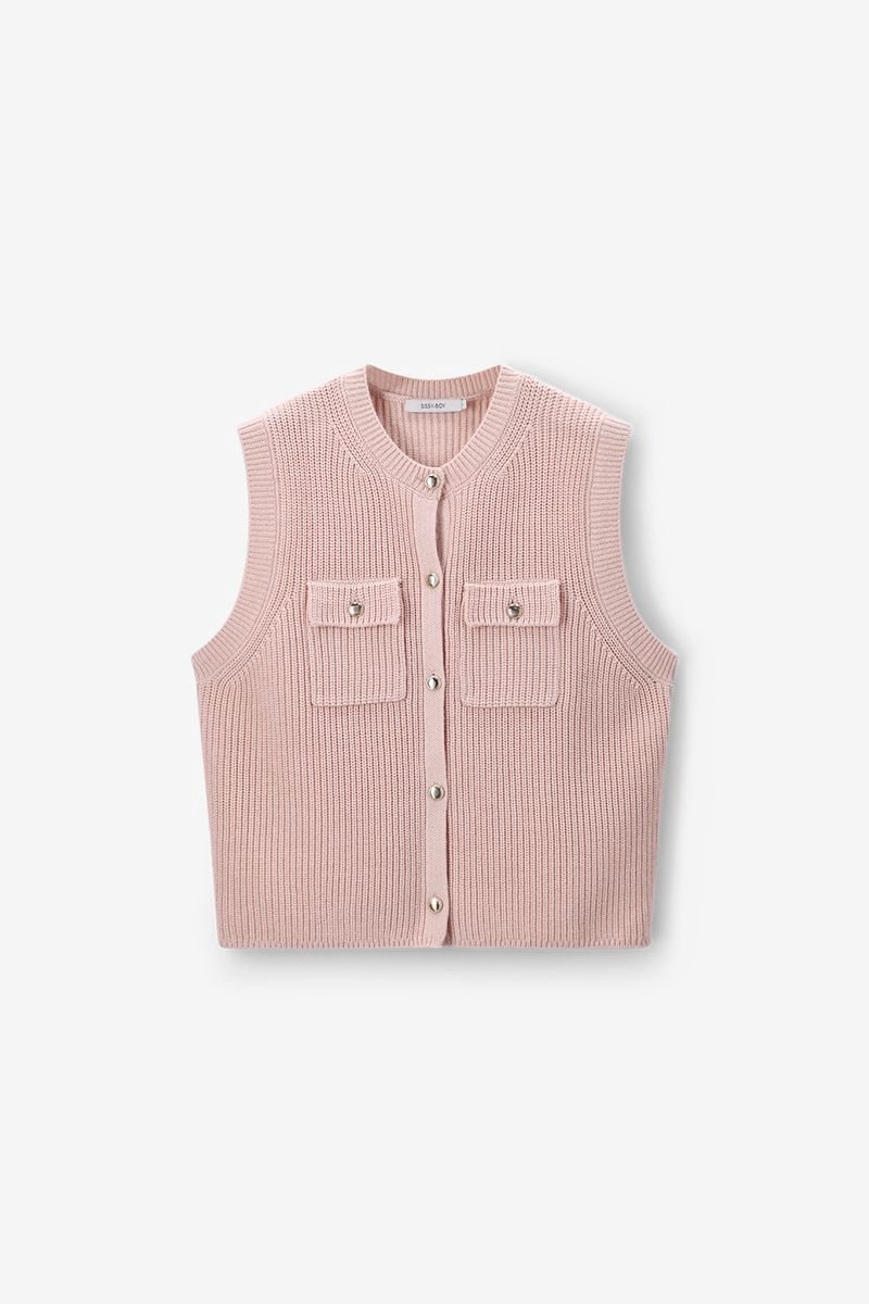 Sissy-Boy - Lichtroze gilet met knoopsluiting