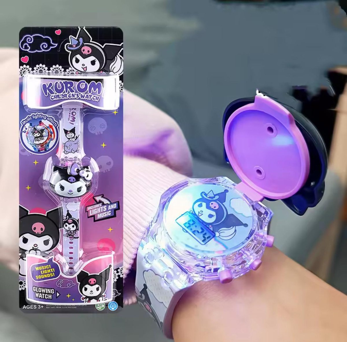 Sanrio - Kuromi - Horloge - Muziek - Lichten - Siliconen bandje - Glowing Watch