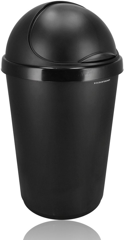 Prullenbak Keuken Zwart 50L met Deksel – Grote Kunststof Afvalemmer – Slimme Vuilnisbak voor Afvalscheiding – Ø38,5 x H70 cm – Voor Binnen & Buiten