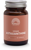 Mattisson - Astaxanthine Nataxtin 4mg - Donkerrode Kleurstof - Carotenoïde: Eencellige Bloedregenalg - Supplement voor Hart en Bloedvaten, Immuunsysteem, Huid, Spieren, Kraakbeen & Darmen - 60 capsules