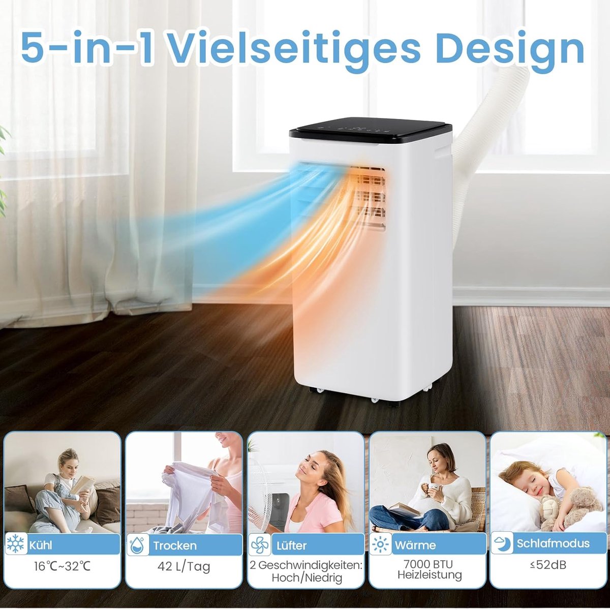 FDS 9000 BTU Mobiele Airconditioner 4 in 1 met Afstandsbediening - afbeelding 3