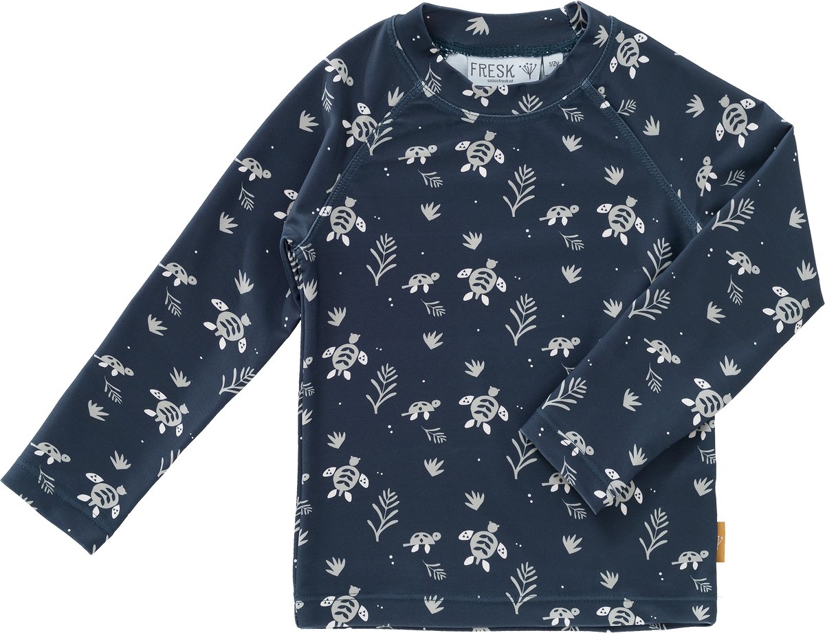 Fresk Zwemshirt 74 - Sneldrogende Zwemkleding voor Kinderen - UPF 50 - Zwemshirt voor Jongens - Zwempak met Lange Mouwen - Blauw - Turtle