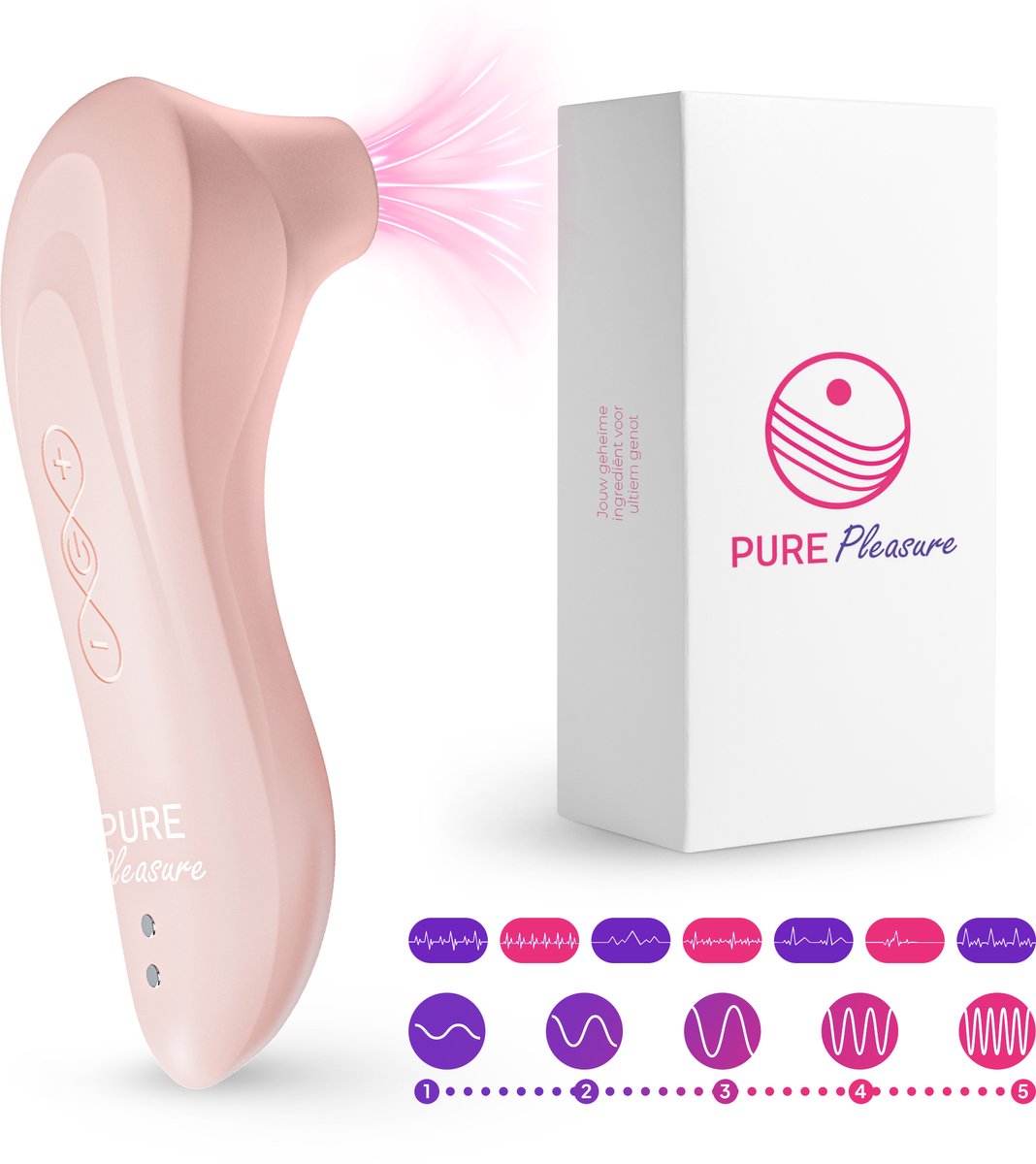 Pure Pleasure ® Vibrators voor Vrouwen - Luchtdruk Vibrator - 10 Zuigstanden – Clitoris Stimulator voor Vrouwen – Oplaadbaar & Fluisterstil – Roze