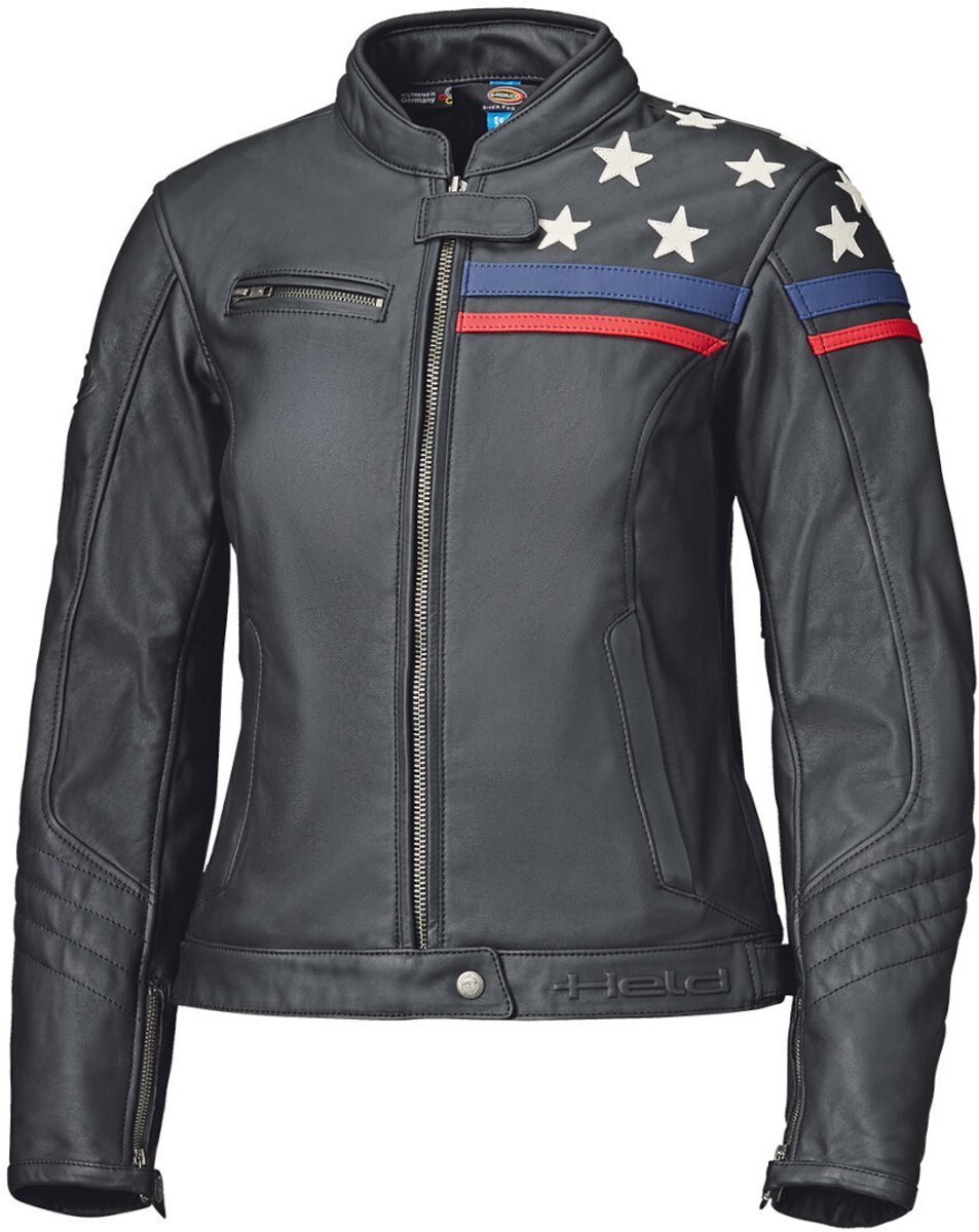 Held Midway Dames Zwart Wit Leren Motorjas - Jas