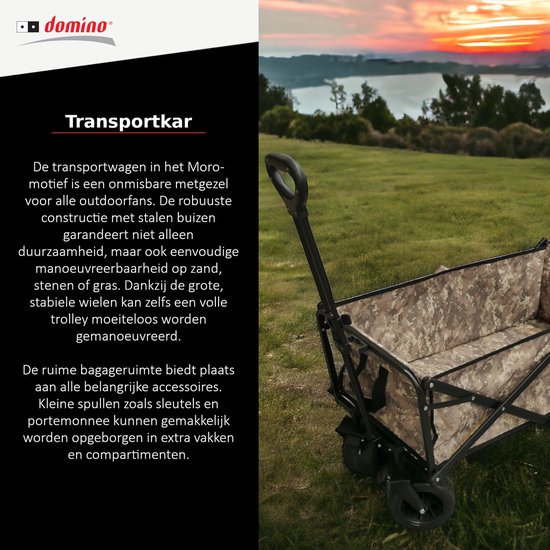 Domino® Bolderkar Bolderwagen - 50 kg Draagkracht 90L Moro - Inklapbare Transportwagen Strandkar - Wasbaar - Stevige Wielen - Draaibare wielen mét rem - Hoge kwaliteit van Merkloos — afbeelding 2