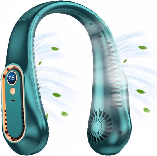 Nekventilator met 5 standen, bladloos, draadloos, USB oplaadbaar, draagbaar, handsfree hals ventilator, mini fan