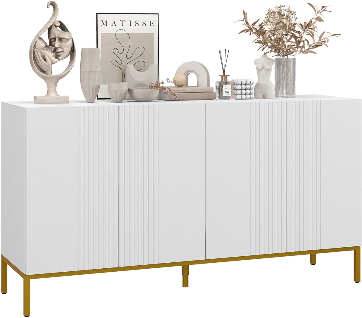 HOMCOM Dressoir - MDF - 140x40x75cm - Wit